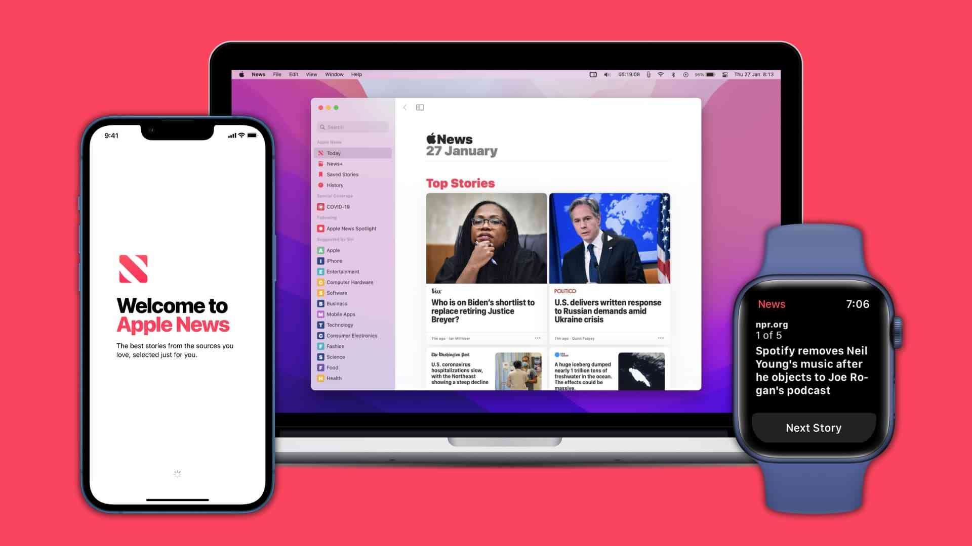 Apple News là app đọc báo tiếng Anh nổi tiếng của hãng Apple 