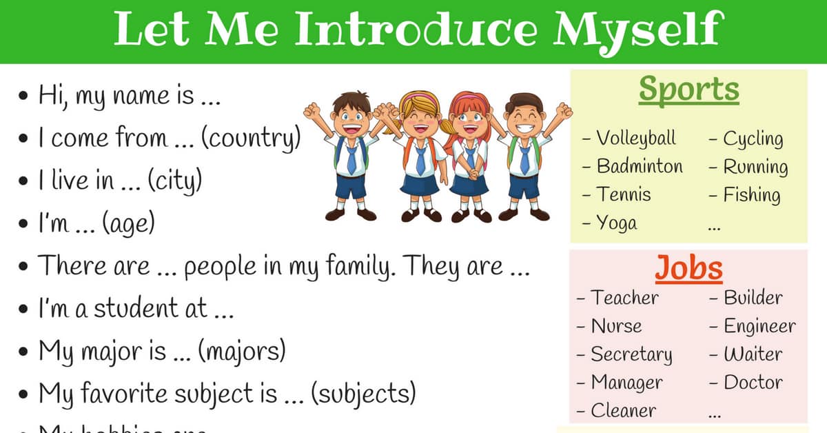 Chủ đề tiếng Anh cho bé tiểu học lớp 5 - giới thiệu bản thân